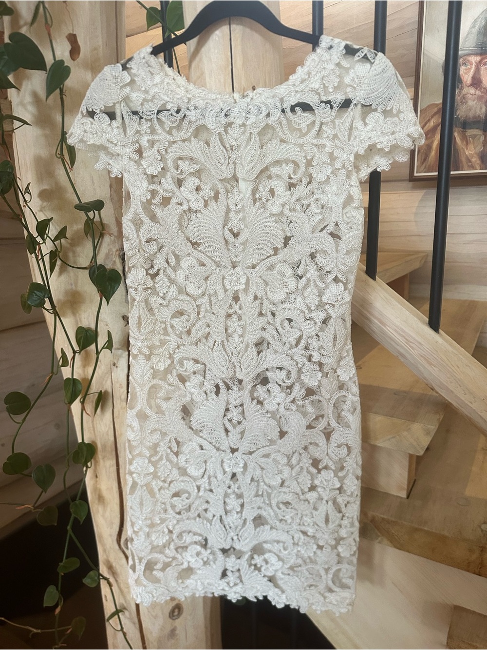 Gorgeous Tadashi Shoji white corded embroidery on tule dress